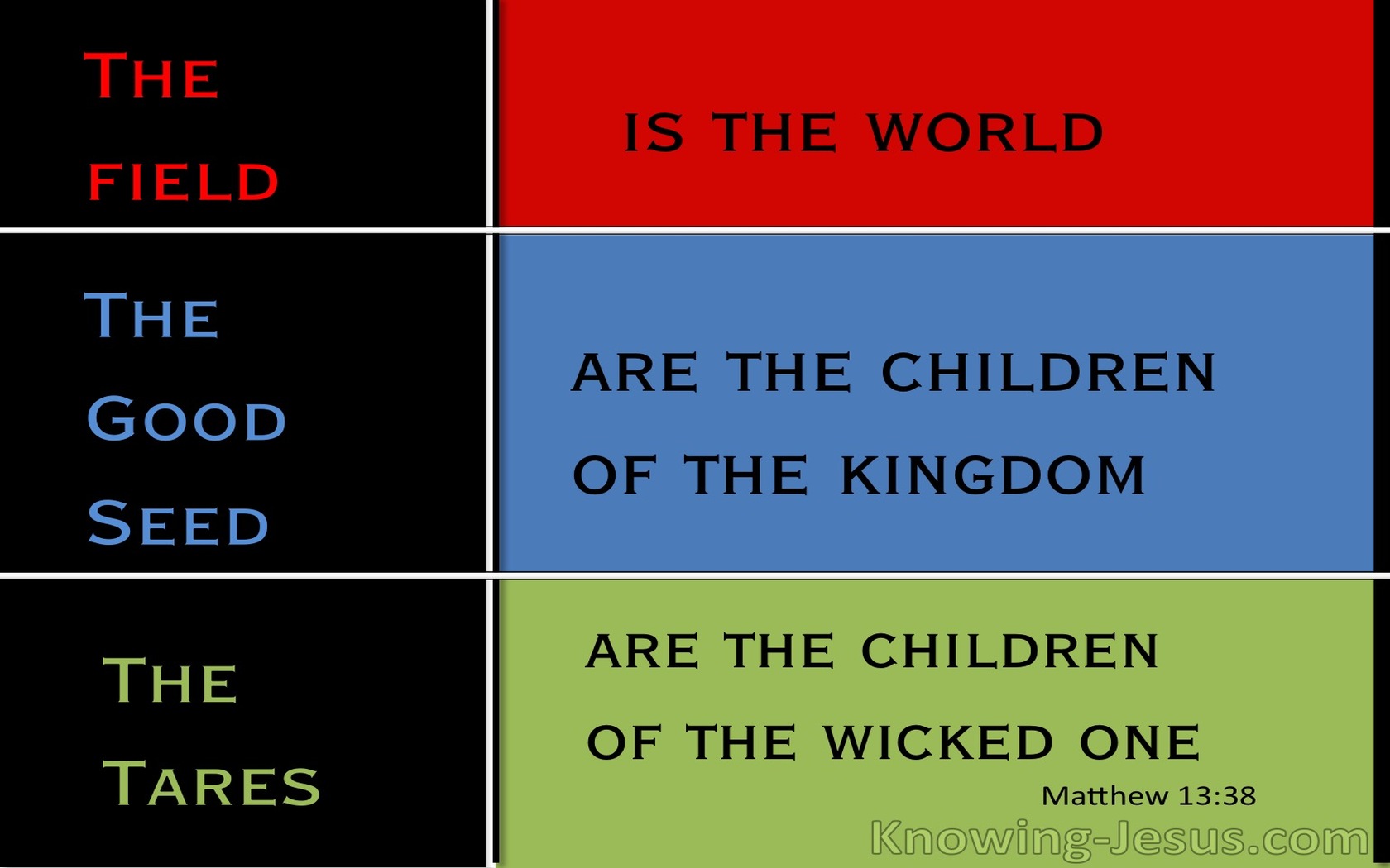Matthew 13:38 The Field Is The World (green)